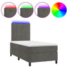 Stella Homewares Box Spring Bed with Mattress&LED Dark Grey 106x203 cm King Single Size Velvet