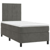 Stella Homewares Box Spring Bed with Mattress&LED Dark Grey 106x203 cm King Single Size Velvet
