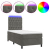 Stella Homewares Box Spring Bed with Mattress&LED Dark Grey 106x203 cm King Single Size Velvet