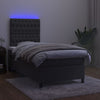 Stella Homewares Box Spring Bed with Mattress&LED Dark Grey 106x203 cm King Single Size Velvet