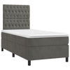 Stella Homewares Box Spring Bed with Mattress&LED Dark Grey 106x203 cm King Single Size Velvet