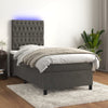 Stella Homewares Box Spring Bed with Mattress&LED Dark Grey 106x203 cm King Single Size Velvet