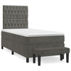 Stella Homewares Box Spring Bed with Mattress Dark Grey 106x203 cm King Single Size Velvet