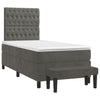 Stella Homewares Box Spring Bed with Mattress Dark Grey 106x203 cm King Single Size Velvet