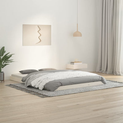Stella Homewares Bed Frame without Mattress White 135x190 cm Solid Wood Pine
