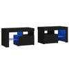 Stella Homewares Bedside Cabinets 2 pcs with LED Lights Black 70x36.5x40 cm