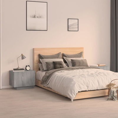 Stella Homewares Bedside Cabinet Grey Sonoma 100x35x40 cm Engineered Wood