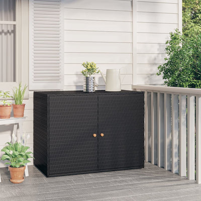 Stella Homewares Garden Storage Cabinet Black 100x55.5x80 cm Poly Rattan