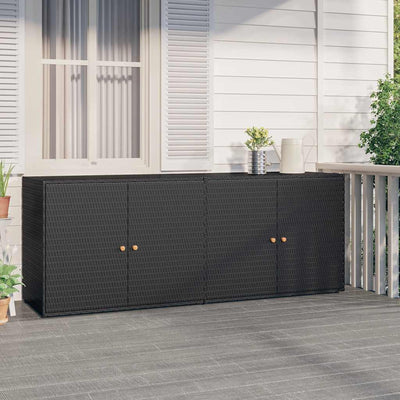Stella Homewares Garden Storage Cabinet Black 198x55.5x80 cm Poly Rattan