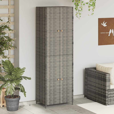 Stella Homewares Garden Storage Cabinet Grey 59x40x180 cm Poly Rattan