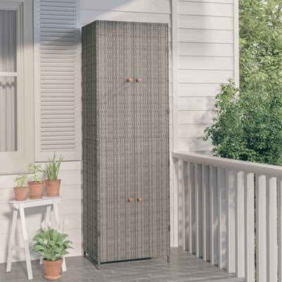 Stella Homewares Garden Storage Cabinet Grey 59x40x180 cm Poly Rattan