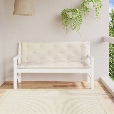 Stella Homewares Garden Bench Cushions 2 pcs Cream White 150x50x7 cm Oxford Fabric