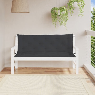 Stella Homewares Garden Bench Cushions 2pcs Black 150x50x7cm Oxford Fabric