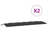 Stella Homewares Garden Bench Cushions 2pcs Black 180x50x7cm Oxford Fabric