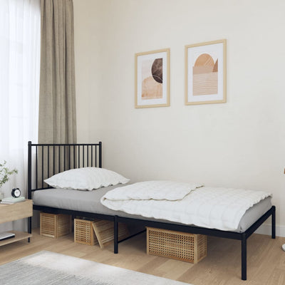 Stella Homewares Metal Bed Frame without Mattress with Headboard Black 107x203 cm King Single