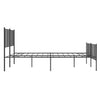 Stella Homewares Metal Bed Frame without Mattress with Footboard Black 135x190 cm