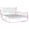 Stella Homewares Metal Bed Frame without Mattress with Footboard Black 135x190 cm