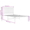 Stella Homewares Metal Bed Frame without Mattress with Headboard White 90x190 cm