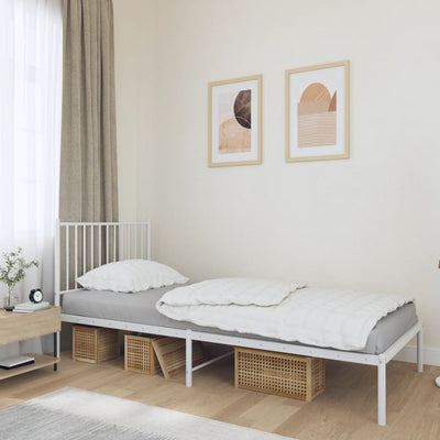 Stella Homewares Metal Bed Frame without Mattress with Headboard White 90x190 cm