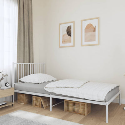 Stella Homewares Metal Bed Frame without Mattress with Headboard White 107x203 cm King Single