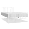 Stella Homewares Metal Bed Frame without Mattress with Footboard White 135x190 cm