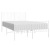 Stella Homewares Metal Bed Frame without Mattress with Footboard White 135x190 cm