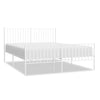 Stella Homewares Metal Bed Frame without Mattress with Footboard White 150x200 cm