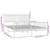 Stella Homewares Metal Bed Frame without Mattress with Footboard White 150x200 cm