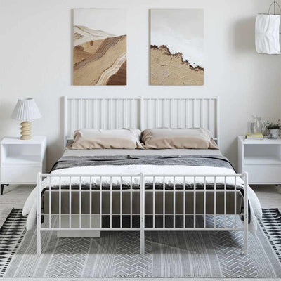 Stella Homewares Metal Bed Frame without Mattress with Footboard White 150x200 cm