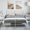 Stella Homewares Metal Bed Frame without Mattress with Footboard White 150x200 cm