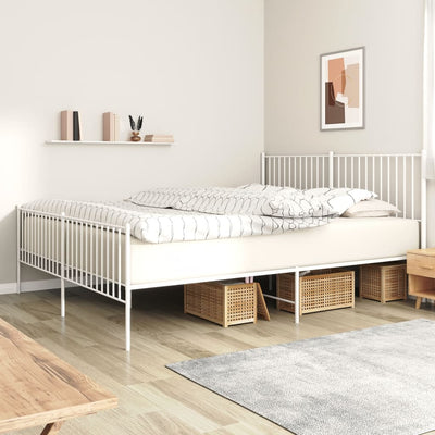 Stella Homewares Metal Bed Frame without Mattress with Footboard White 183x203 cm King