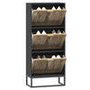 Stella Homewares Shoe Cabinet Black 52x25x120 cm Engineered Wood
