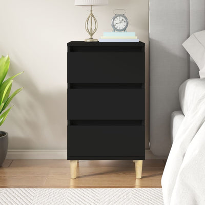 Stella Homewares Bedside Cabinet Black 40x35x70 cm Engineered Wood
