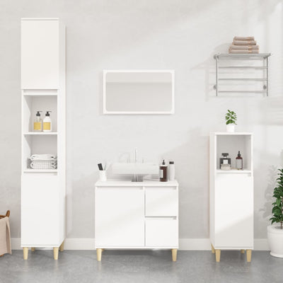 Stella Homewares Bathroom Cabinet White 30x30x100 cm Engineered Wood