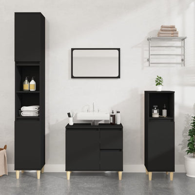 Stella Homewares Bathroom Cabinet Black 30x30x100 cm Engineered Wood