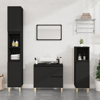 Stella Homewares Bathroom Cabinet Black 65x33x60 cm Engineered Wood