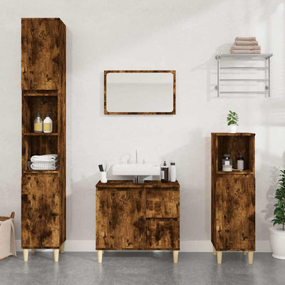 Stella Homewares Bathroom Cabinet Smoked Oak 65x33x60 cm Engineered Wood