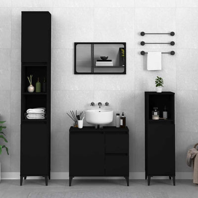 Stella Homewares Bathroom Cabinet Black 65x33x60 cm Engineered Wood