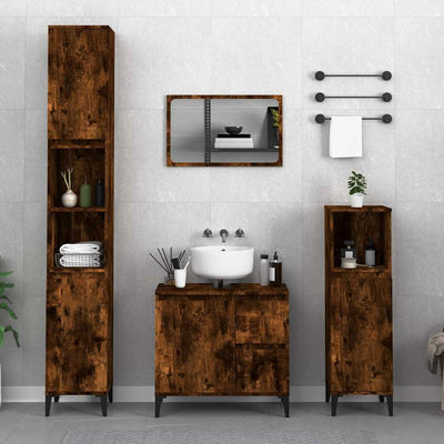 Stella Homewares Bathroom Cabinet Smoked Oak 65x33x60 cm Engineered Wood