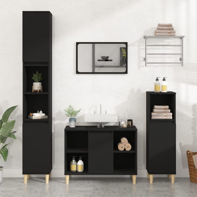 Stella Homewares Sink Cabinet Black 80x33x60 cm Engineered Wood