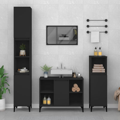 Stella Homewares Sink Cabinet Black 80x33x60 cm Engineered Wood
