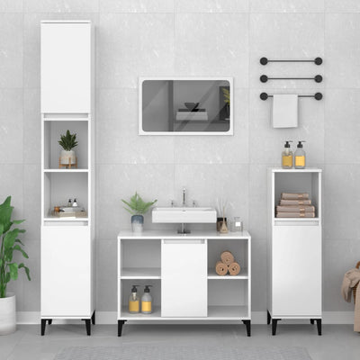 Stella Homewares Sink Cabinet High Gloss White 80x33x60 cm Engineered Wood