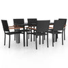 Stella Homewares 7 Piece Garden Dining Set Black Poly Rattan