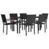Stella Homewares 7 Piece Garden Dining Set Black Poly Rattan