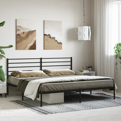 Stella Homewares Metal Bed Frame without Mattress with Headboard Black 183x203 cm King
