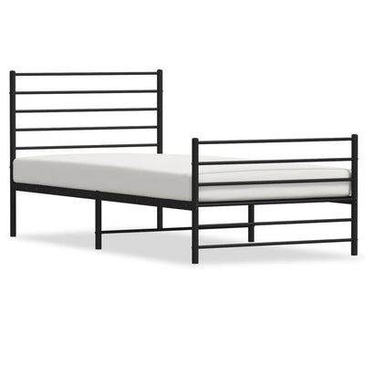 Stella Homewares Metal Bed Frame without Mattress with Footboard Black 107x203 cm King Single