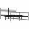 Stella Homewares Metal Bed Frame without Mattress with Footboard Black 135x190 cm