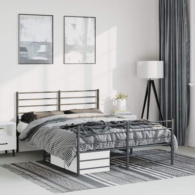 Stella Homewares Metal Bed Frame without Mattress with Footboard Black 150x200 cm