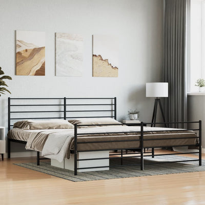 Stella Homewares Metal Bed Frame without Mattress with Footboard Black 183x203 cm King