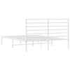 Stella Homewares Metal Bed Frame without Mattress with Headboard White 150x200 cm